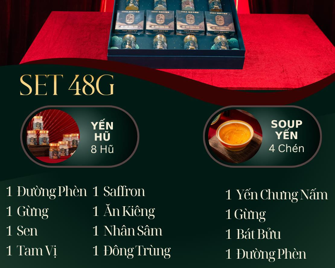 PHÚC SINH PHÚ QUÝ - Hộp 4 chén Soup Yến Ăn Liền, 8 Yến Hũ Chưng Sẵn