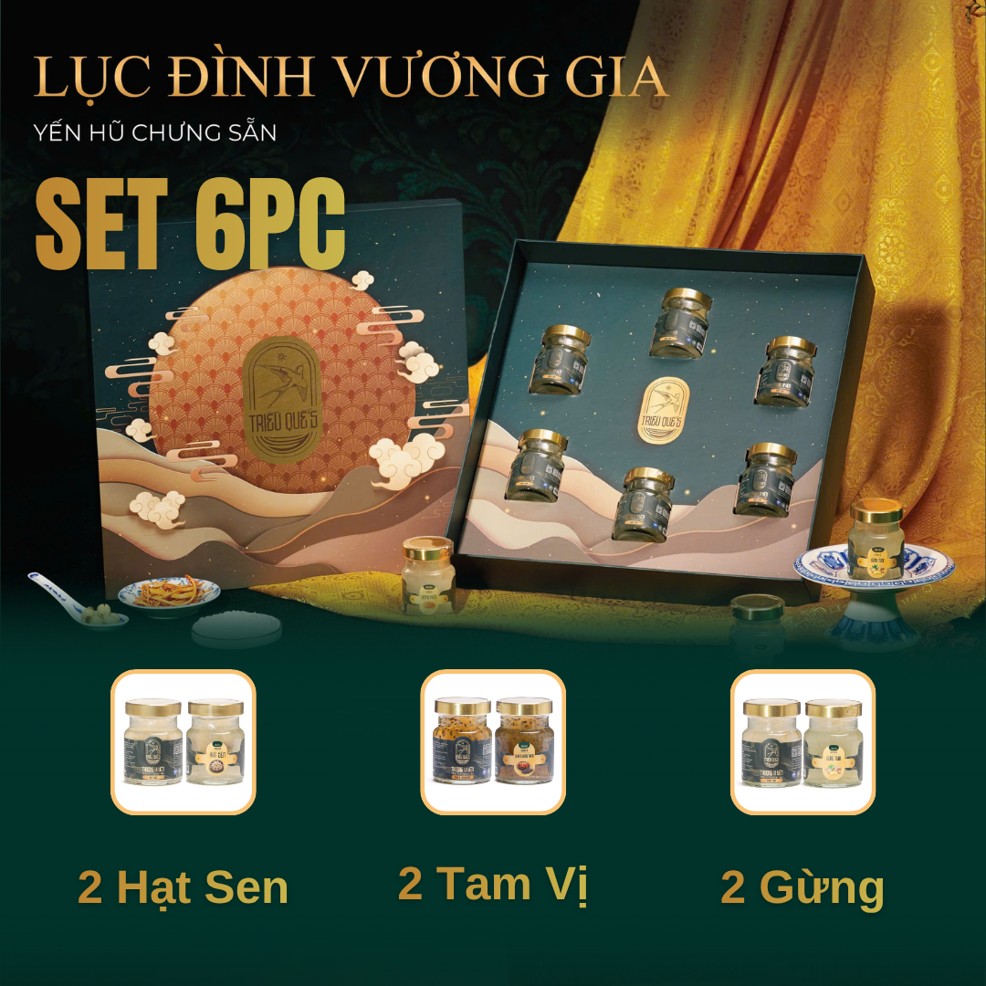 SET LỤC ĐÌNH VƯƠNG GIA -  Hộp 6 Hũ Yến Chưng Sẵn Cao Cấp 70ml