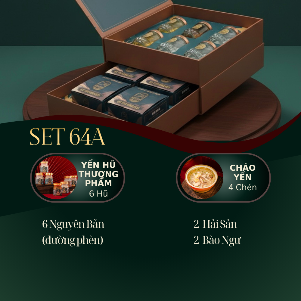 PHÁT PHÚC NGỰ THƯỢNG - Hộp 4 chén Cháo Yến Ăn Liền, 6 Yến Hũ Thượng Phẩm