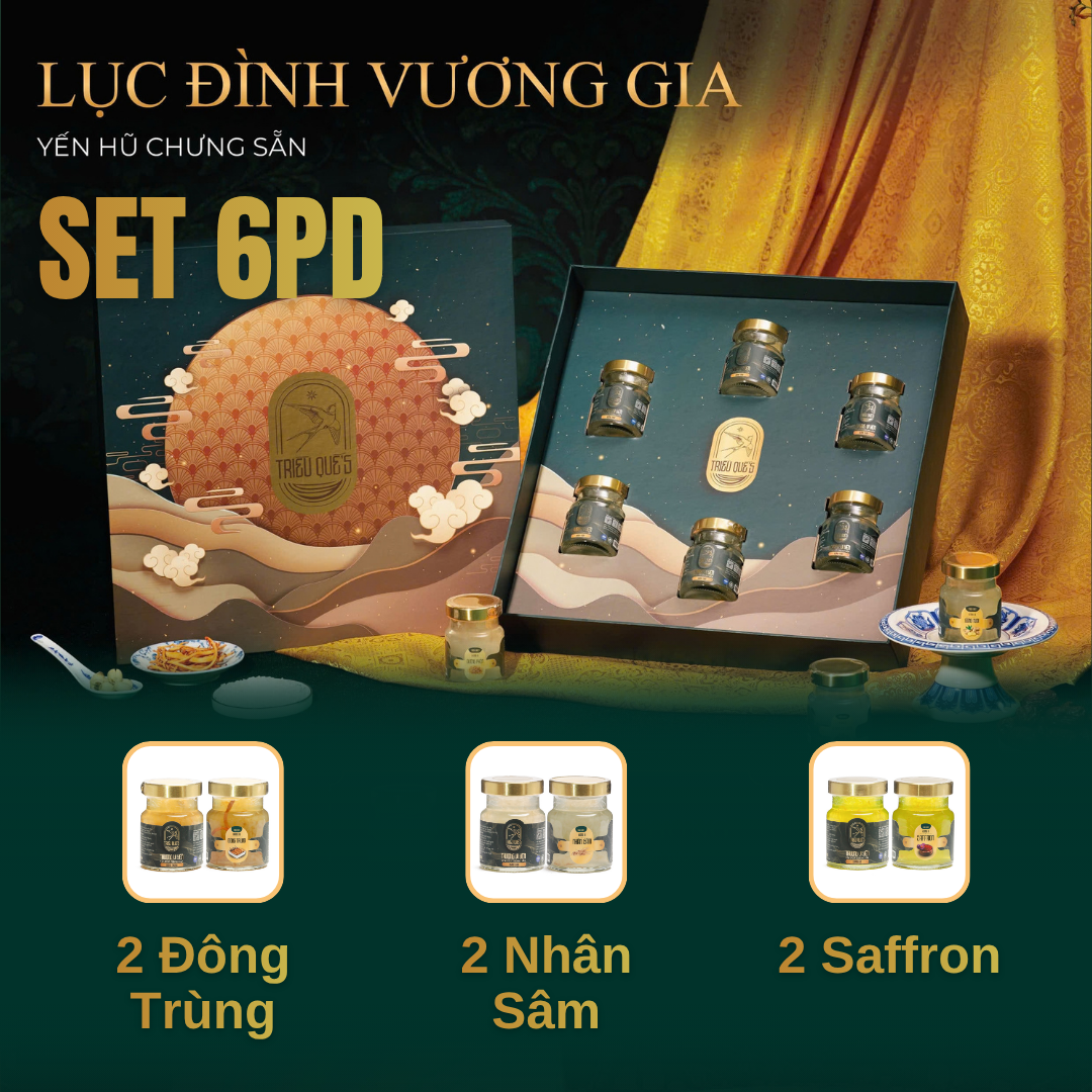 SET LỤC ĐÌNH VƯƠNG GIA -  Hộp 6 Hũ Yến Chưng Sẵn Cao Cấp 70ml