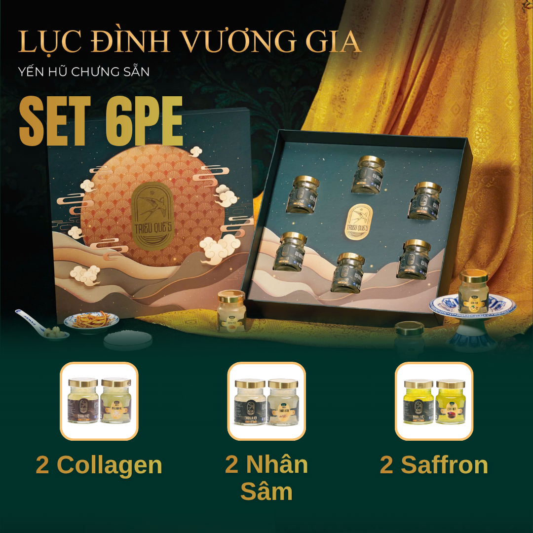 SET LỤC ĐÌNH VƯƠNG GIA -  Hộp 6 Hũ Yến Chưng Sẵn Cao Cấp 70ml