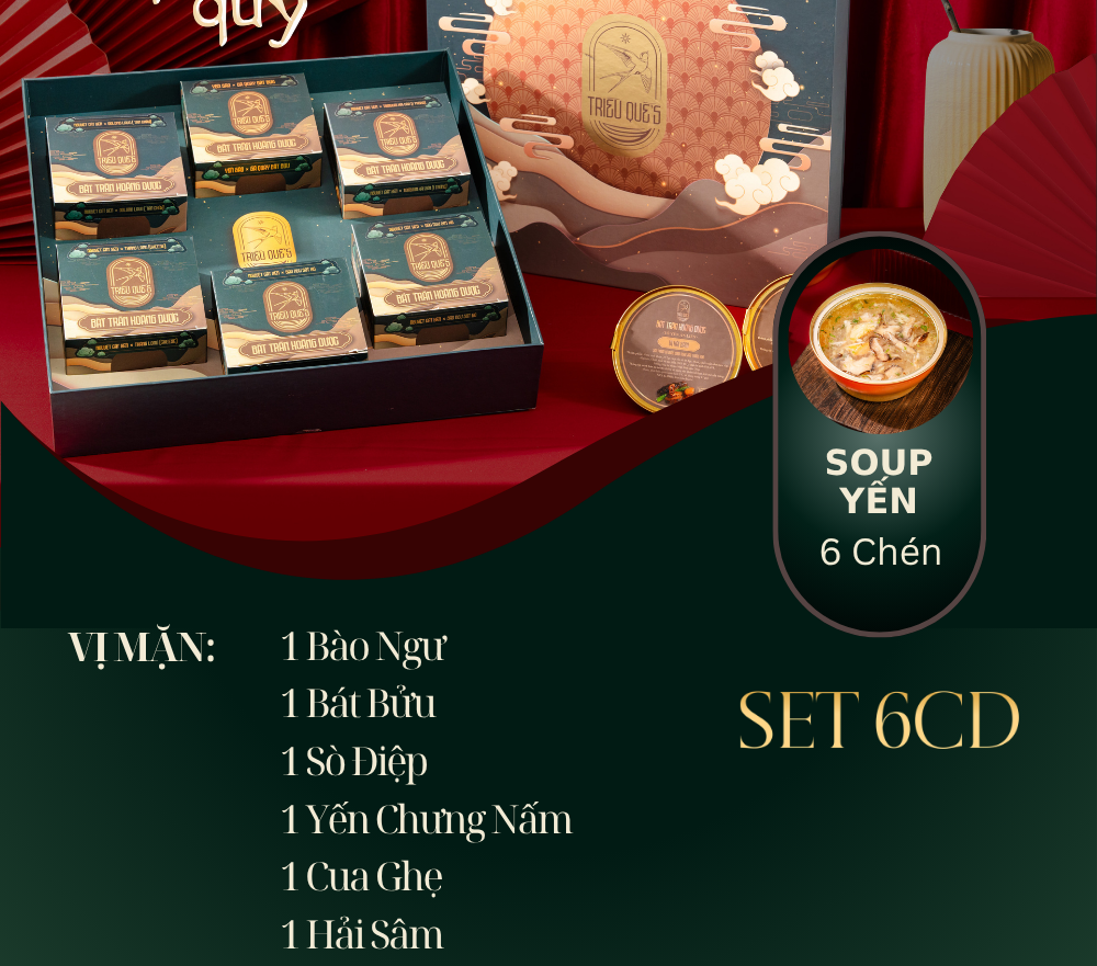 LỤC BẢO PHÚ QUÝ -  Hộp Cao Cấp 6 Chén Soup Yến Ăn Liền 140ml