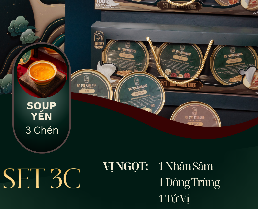 XUÂN Ý CÁT TƯỜNG -  Hộp 3 Chén Soup Yến Ăn Liền 140ml