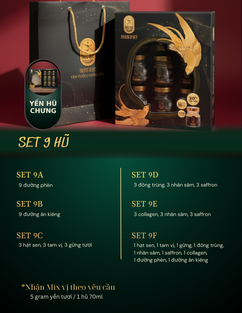 AN HÒA VƯƠNG PHÚC - Hộp 9 Hũ Yến Chưng Sẵn