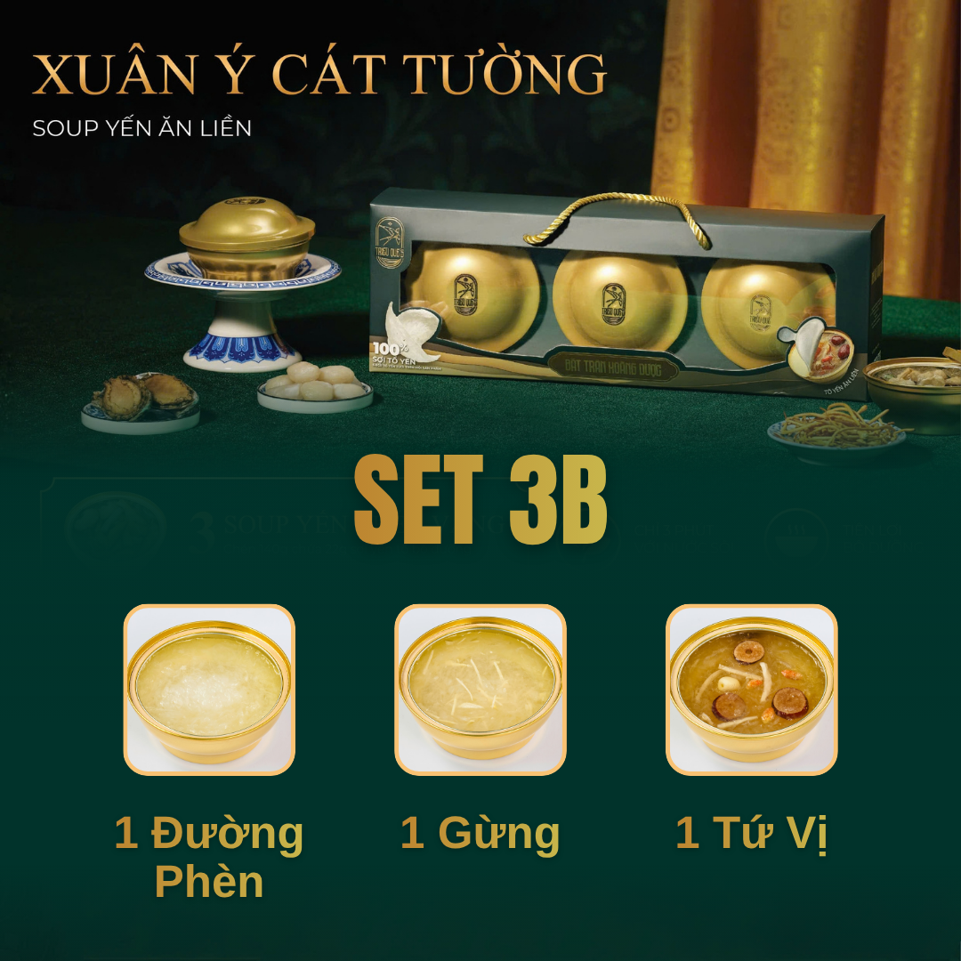 SET XUÂN Ý CÁT TƯỜNG -  Hộp 3 Chén Soup Yến Ăn Liền 140ml