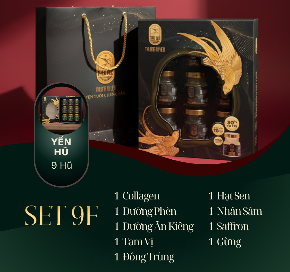 AN HÒA VƯƠNG PHÚC - Hộp 9 Hũ Yến Chưng Sẵn