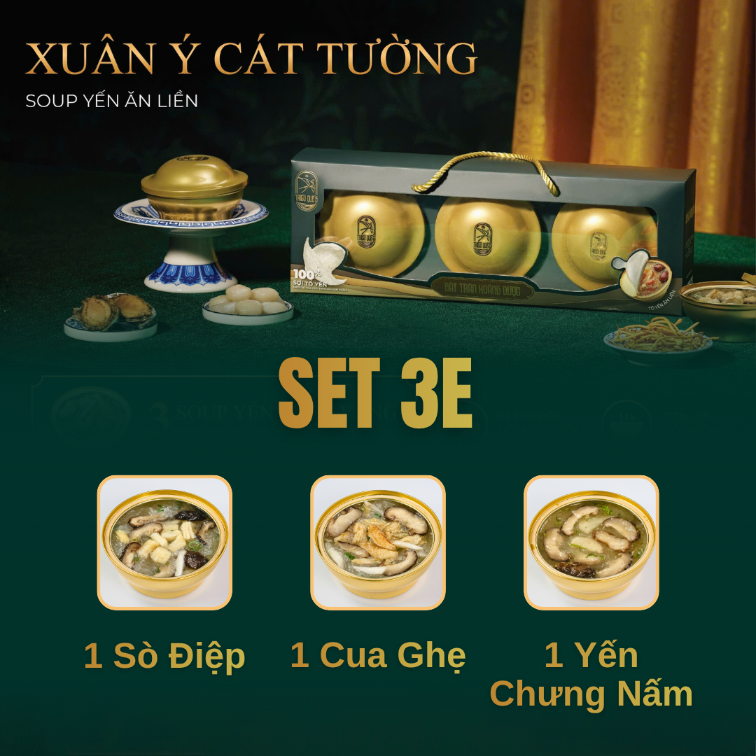 SET XUÂN Ý CÁT TƯỜNG -  Hộp 3 Chén Soup Yến Ăn Liền 140ml
