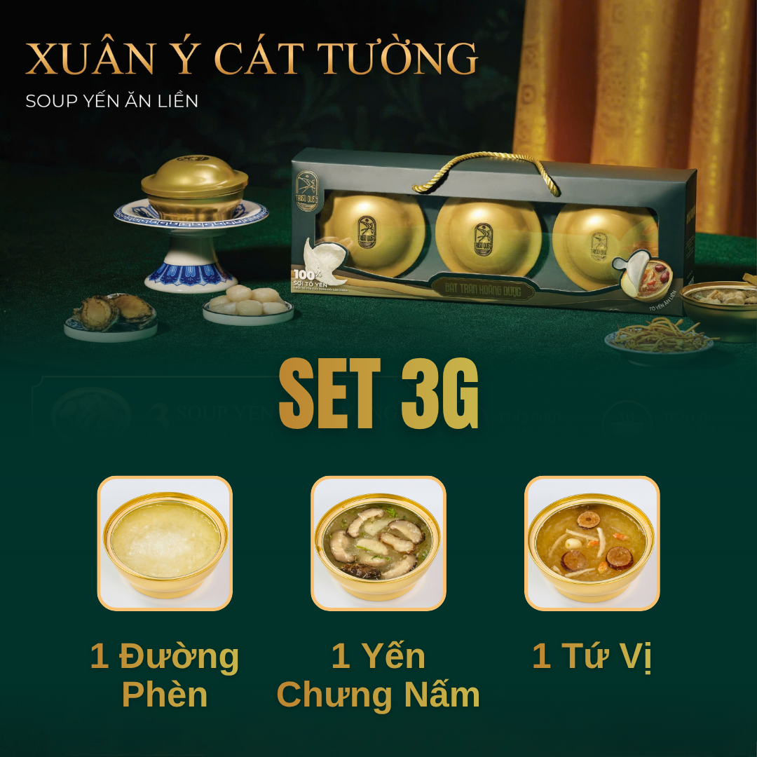 SET XUÂN Ý CÁT TƯỜNG -  Hộp 3 Chén Soup Yến Ăn Liền 140ml