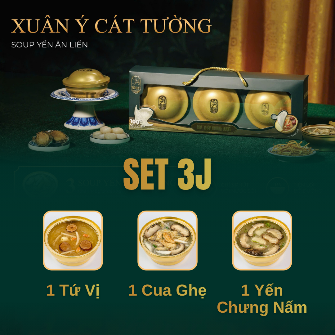 SET XUÂN Ý CÁT TƯỜNG -  Hộp 3 Chén Soup Yến Ăn Liền 140ml