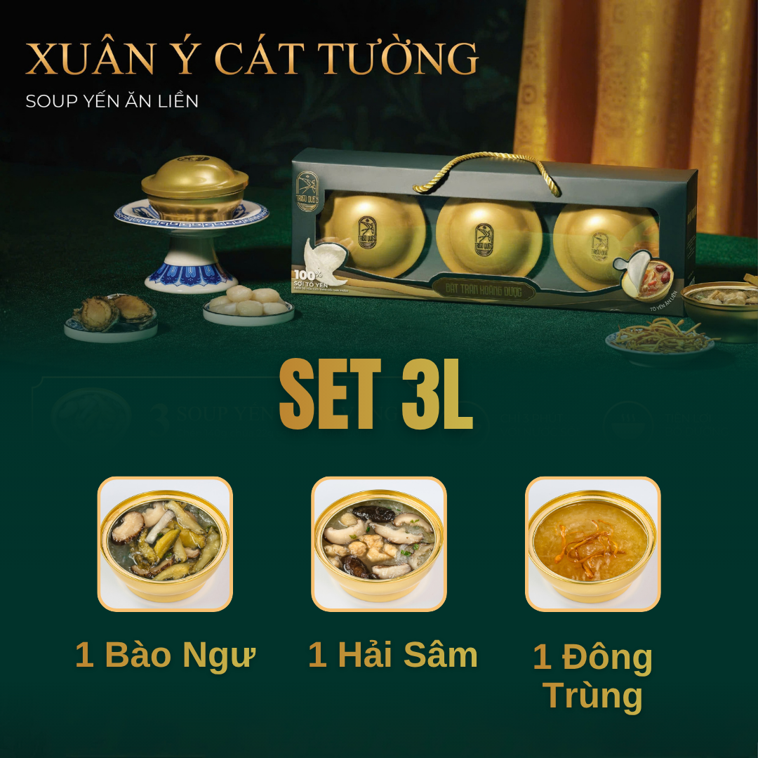 SET XUÂN Ý CÁT TƯỜNG -  Hộp 3 Chén Soup Yến Ăn Liền 140ml