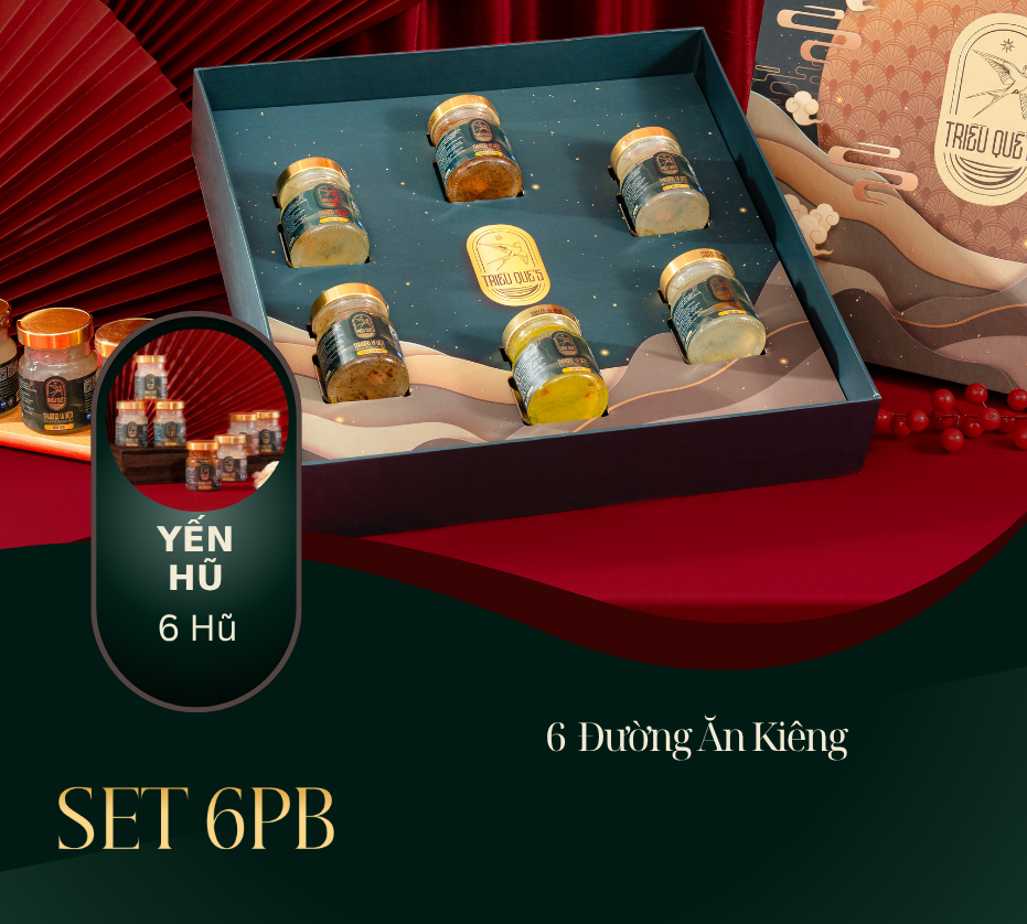 LỤC ĐÌNH VƯƠNG GIA -  Hộp Cao Cấp 6 Hũ Yến Chưng Sẵn 70ml