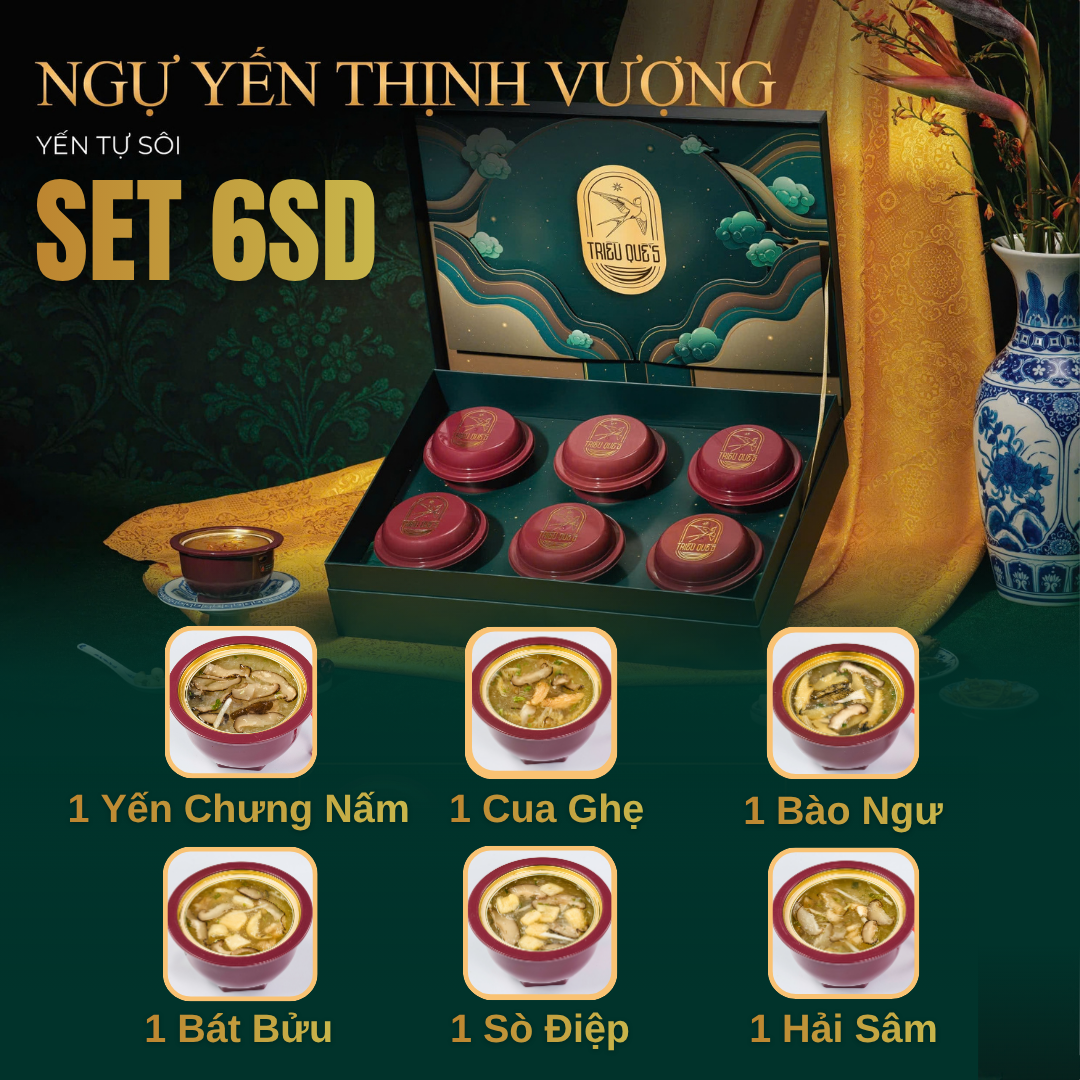 NGỰ YẾN THỊNH VƯỢNG -  Hộp 6 Chén Yến Tự Sôi 140ml
