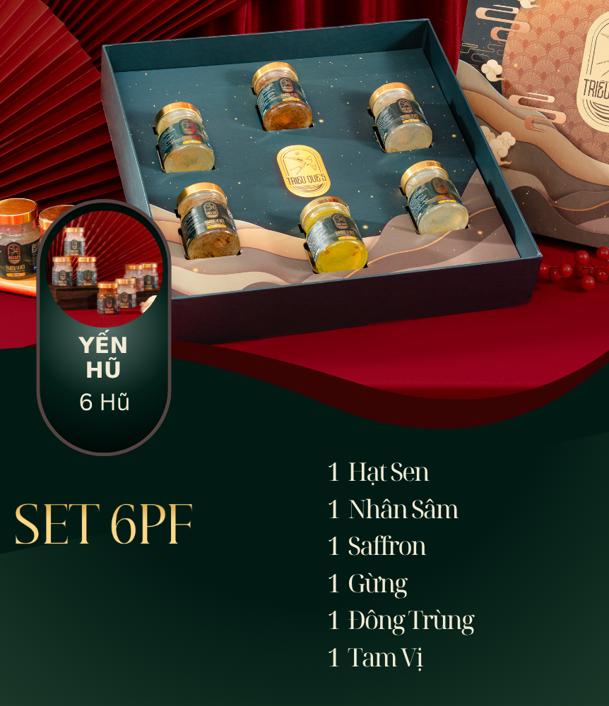 LỤC ĐÌNH VƯƠNG GIA -  Hộp Cao Cấp 6 Hũ Yến Chưng Sẵn 70ml