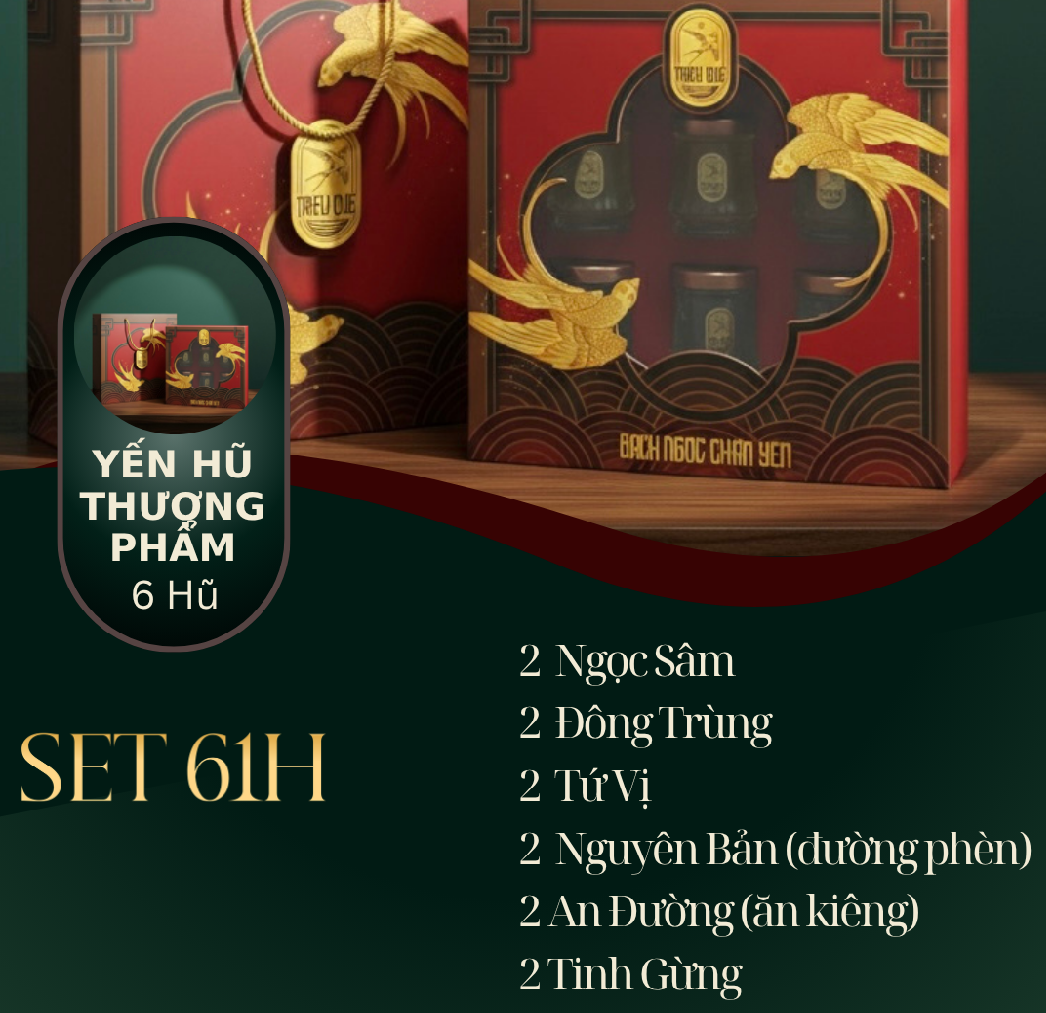 BẠCH NGỌC CHÂN YẾN - Hộp 6 Yến Hũ Thượng Phẩm
