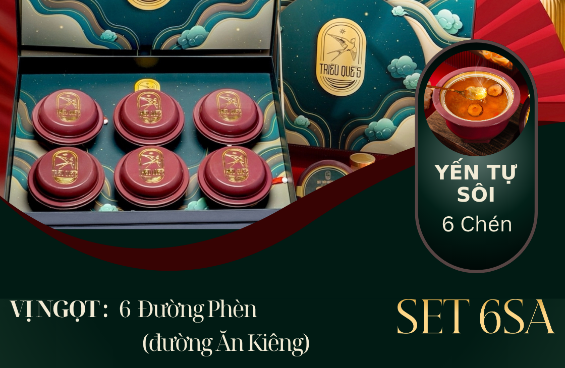 NGỰ YẾN THỊNH VƯỢNG -  Hộp Cao Cấp 6 Chén Yến Tự Sôi 140ml