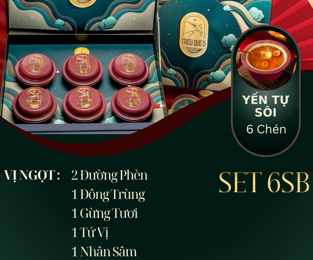 NGỰ YẾN THỊNH VƯỢNG -  Hộp Cao Cấp 6 Chén Yến Tự Sôi 140ml