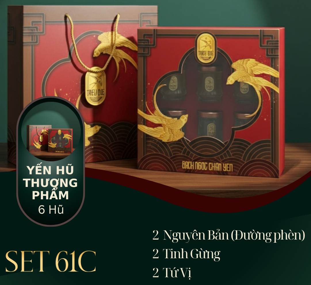 BẠCH NGỌC CHÂN YẾN - Hộp 6 Yến Hũ Thượng Phẩm
