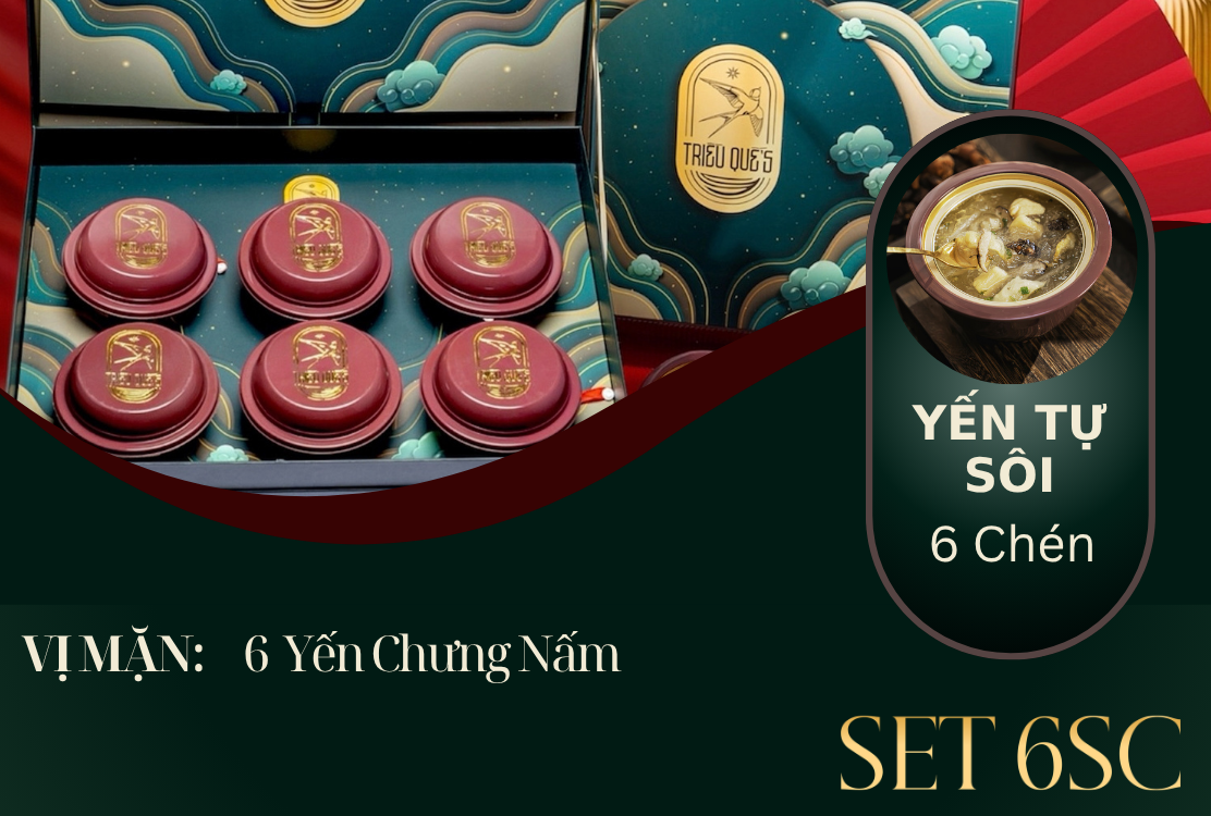 NGỰ YẾN THỊNH VƯỢNG -  Hộp Cao Cấp 6 Chén Yến Tự Sôi 140ml