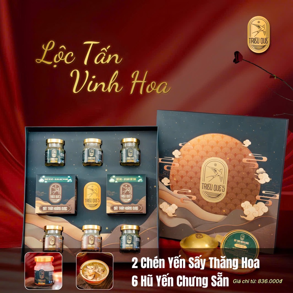 SET LỘC TẤN VINH HOA (Hộp 2 Chén Soup Yến, 6 Hũ Yến)
