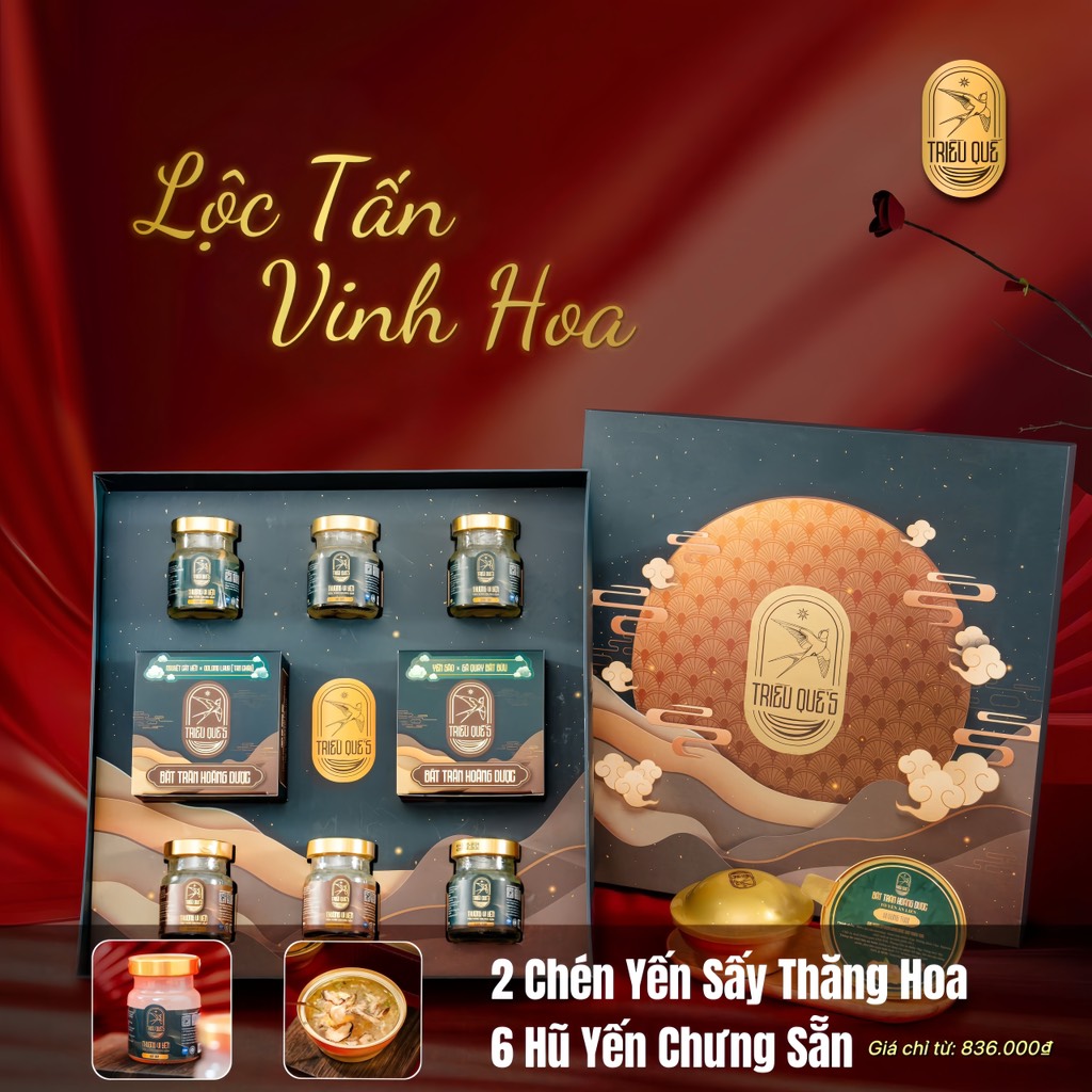 SET LỘC TẤN VINH HOA (Hộp 2 Chén Soup Yến, 6 Hũ Yến)