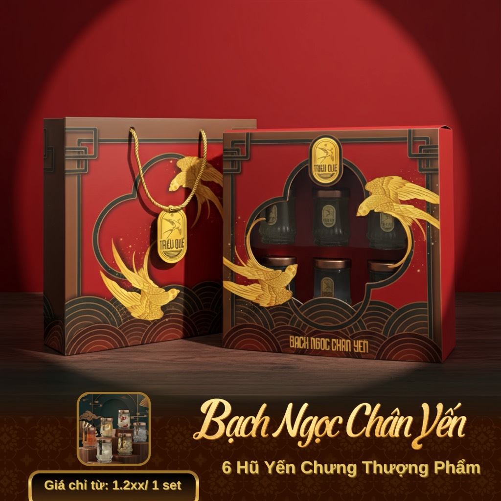 BẠCH NGỌC CHÂN YẾN - Hộp 6 Yến Hũ Thượng Phẩm