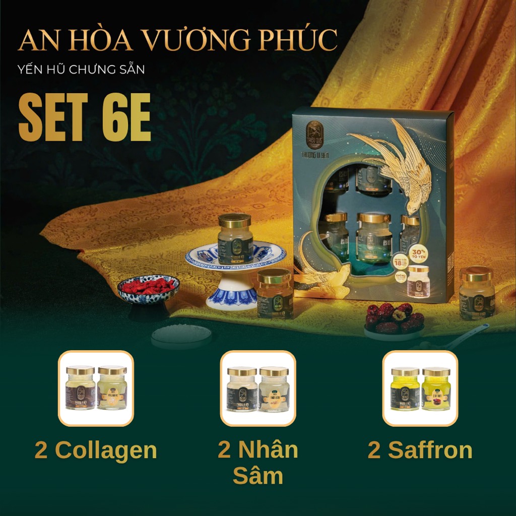 SET AN HÒA VƯƠNG PHÚC - Hộp 6 Hũ Yến Chưng Sẵn