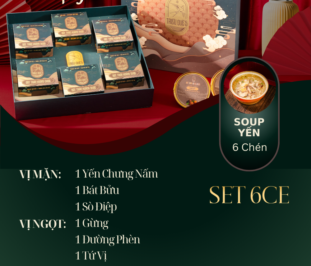 LỤC BẢO PHÚ QUÝ -  Hộp Cao Cấp 6 Chén Soup Yến Ăn Liền 140ml
