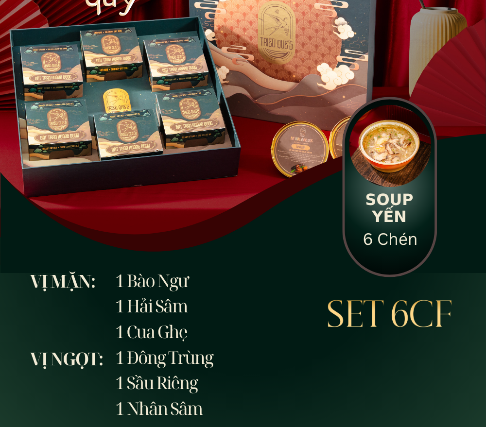 LỤC BẢO PHÚ QUÝ -  Hộp Cao Cấp 6 Chén Soup Yến Ăn Liền 140ml
