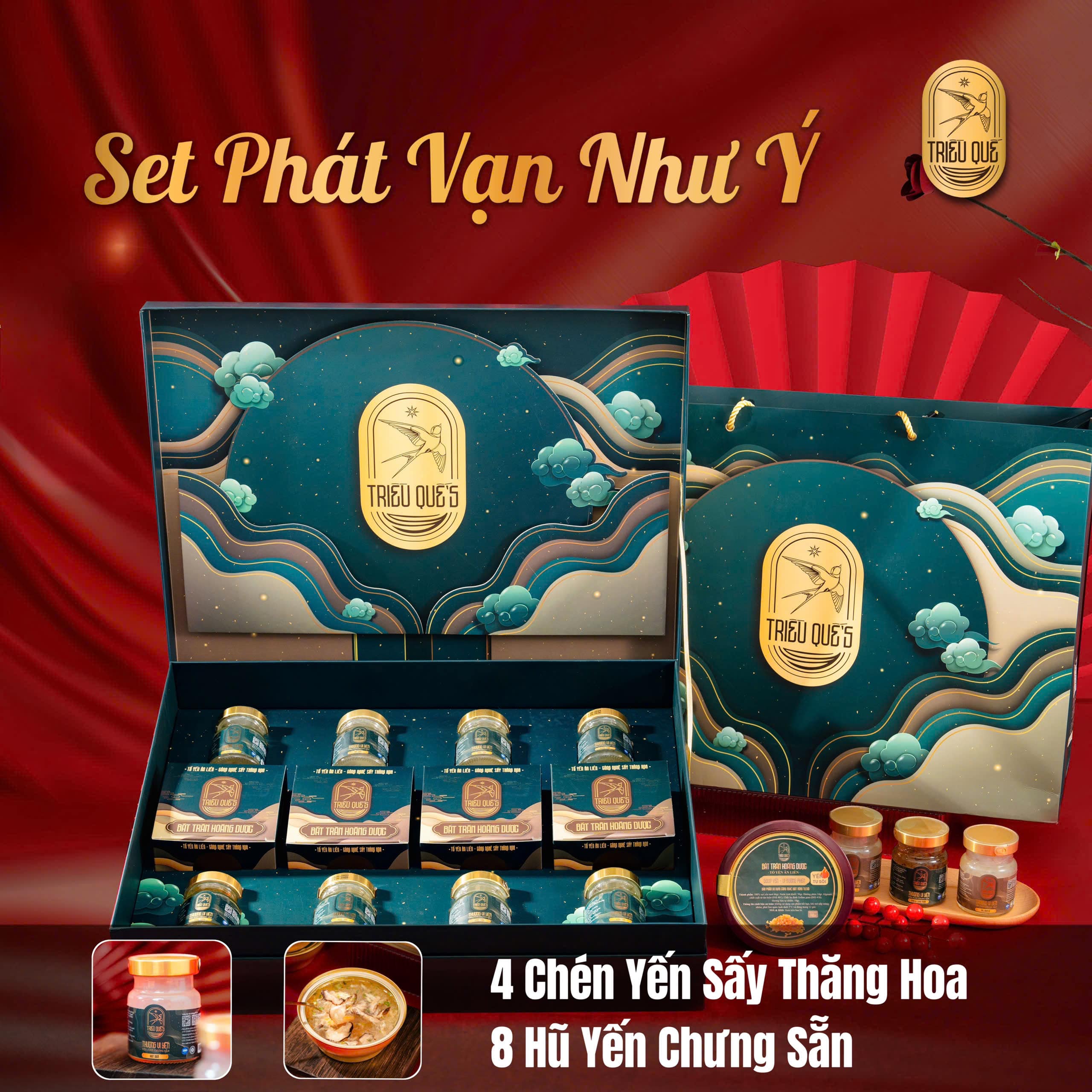 PHÚC SINH PHÚ QUÝ - Hộp 4 chén Soup Yến Ăn Liền, 8 Yến Hũ Chưng Sẵn