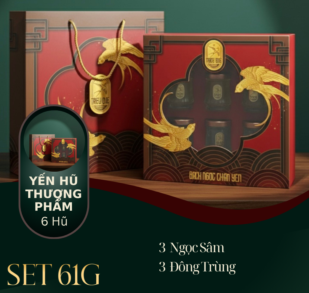 BẠCH NGỌC CHÂN YẾN - Hộp 6 Yến Hũ Thượng Phẩm