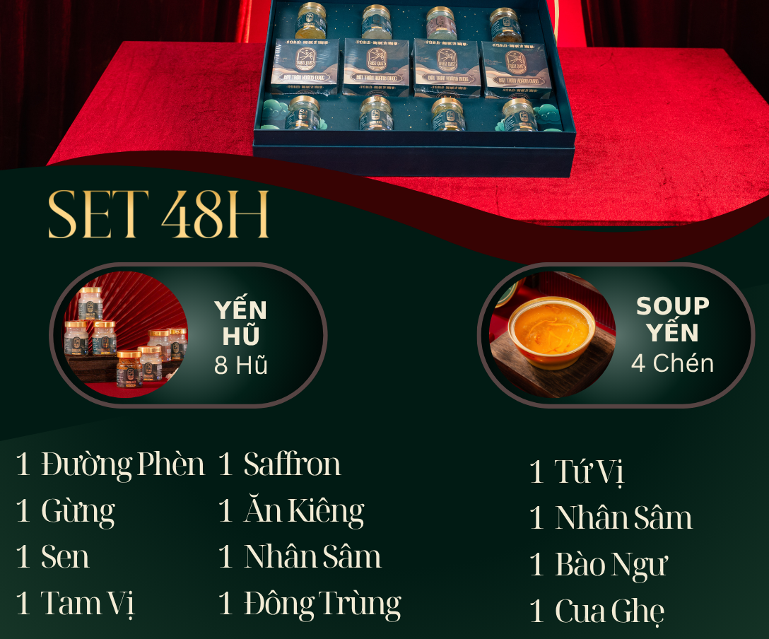 PHÚC SINH PHÚ QUÝ - Hộp 4 chén Soup Yến Ăn Liền, 8 Yến Hũ Chưng Sẵn