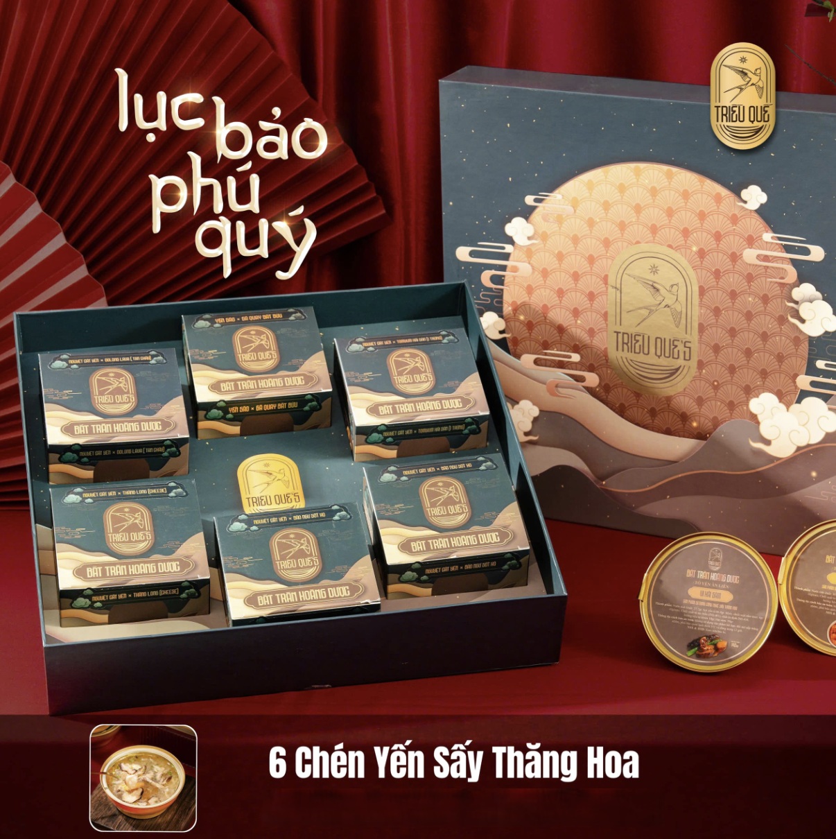 LỤC BẢO PHÚ QUÝ -  Hộp Cao Cấp 6 Chén Soup Yến Ăn Liền 140ml