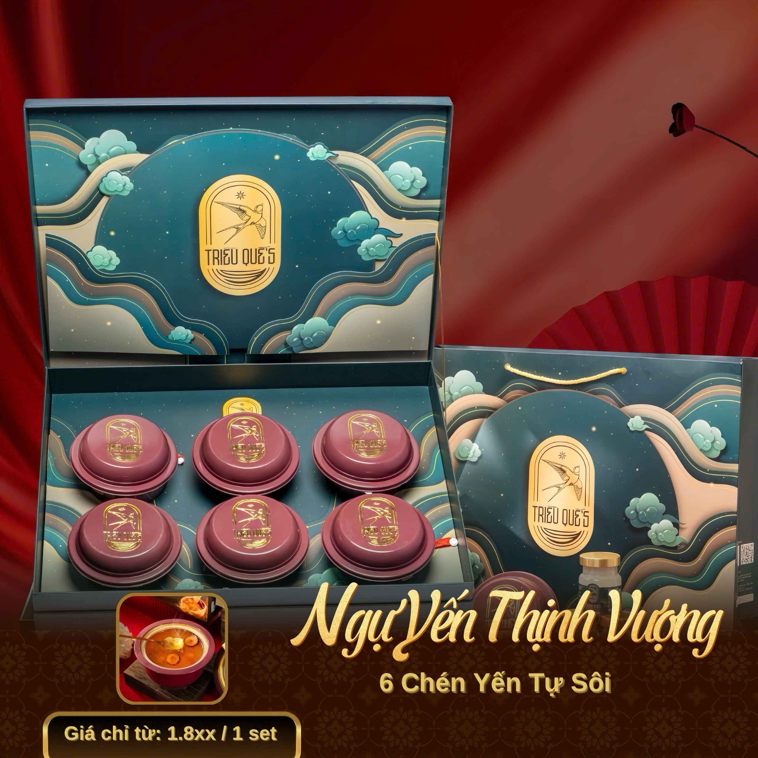 NGỰ YẾN THỊNH VƯỢNG -  Hộp Cao Cấp 6 Chén Yến Tự Sôi 140ml