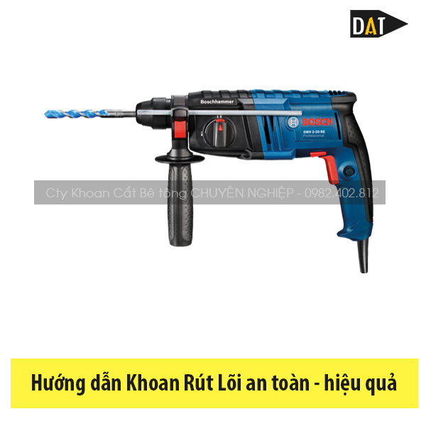 máy khoan cầm tay và mũi sử dụng trong khoan rút lõi bê tông
