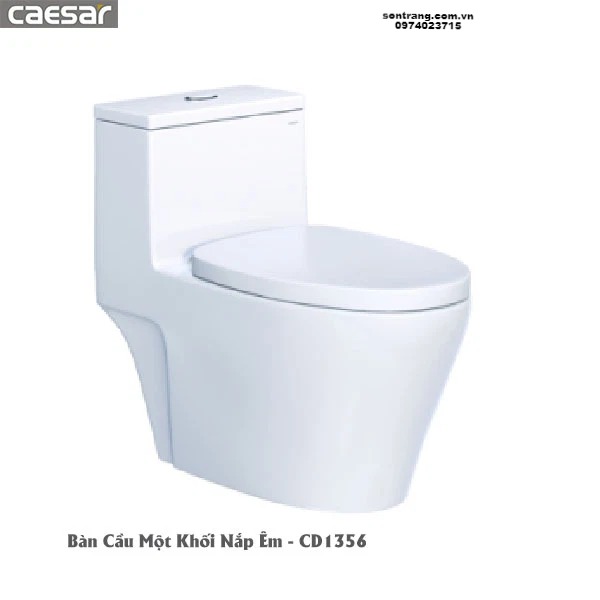 Bàn Cầu Một Khối Nắp Êm CAESAR-CD1356