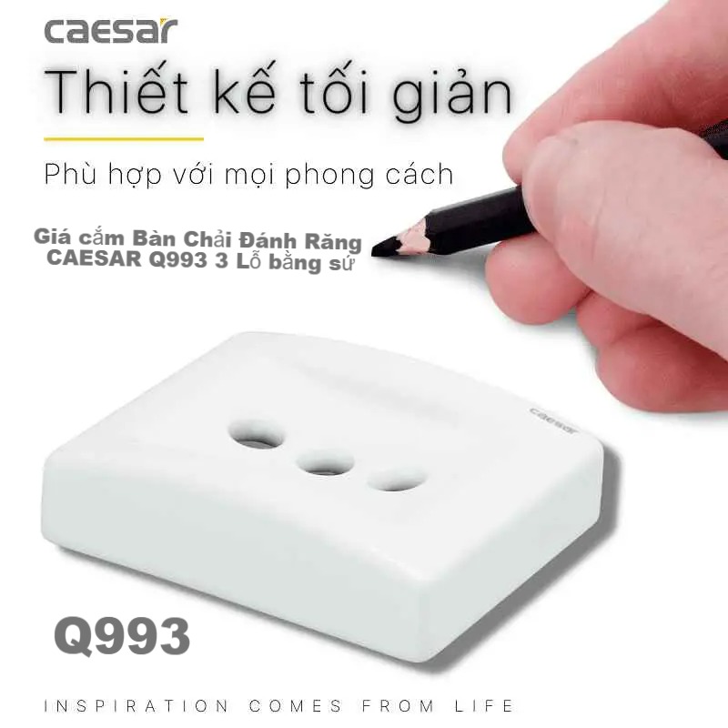 Giá cắm Bàn Chải Đánh Răng CAESAR Q993 3 Lỗ bằng sứ