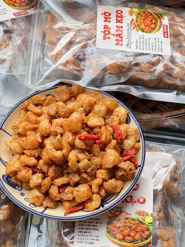 TÓP MỠ DA GIÒN RIM MẮM KẸO (Túi 300G)