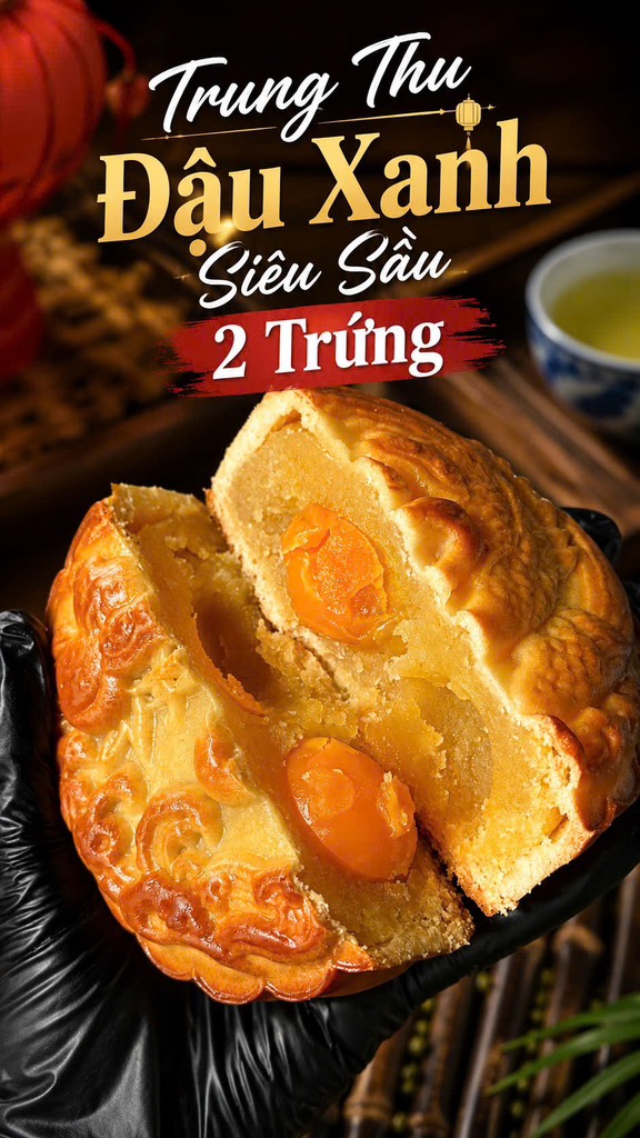 TRUNG THU ĐẬU XANH SIÊU SẦU 2 TRỨNG (cái 200-220gr)