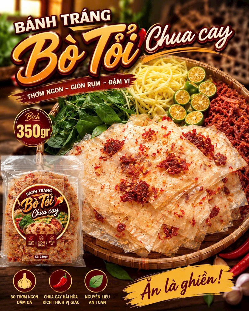 BÁNH TRÁNG BÒ TỎI CHUA CAY