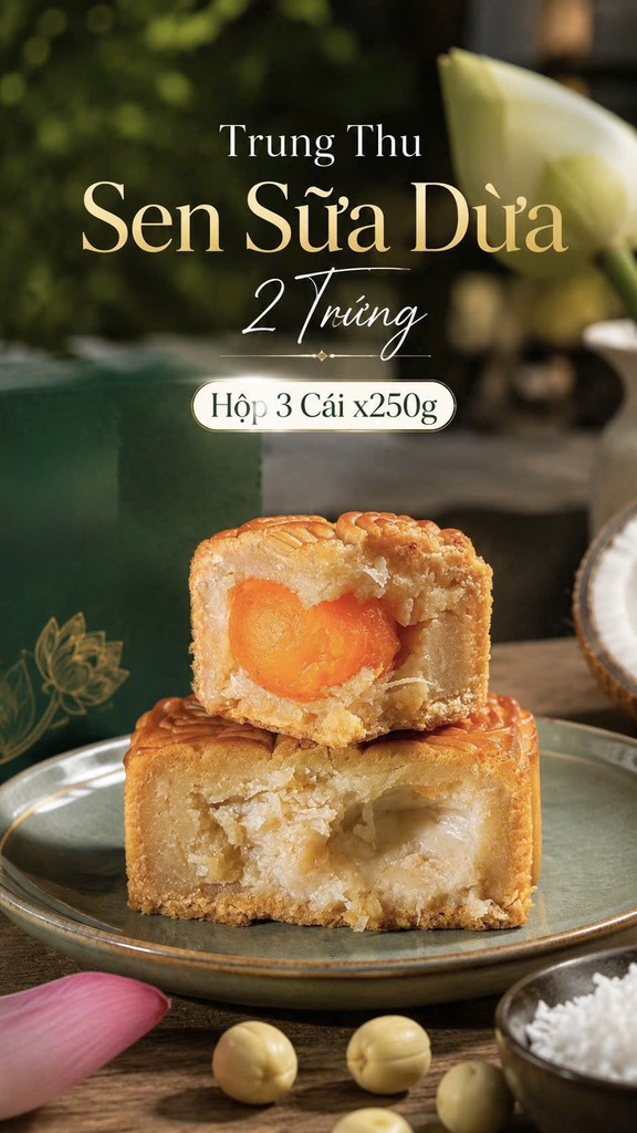 TRUNG THU SEN SỮA DỪA 2 TRỨNG (cái 220-250gr)