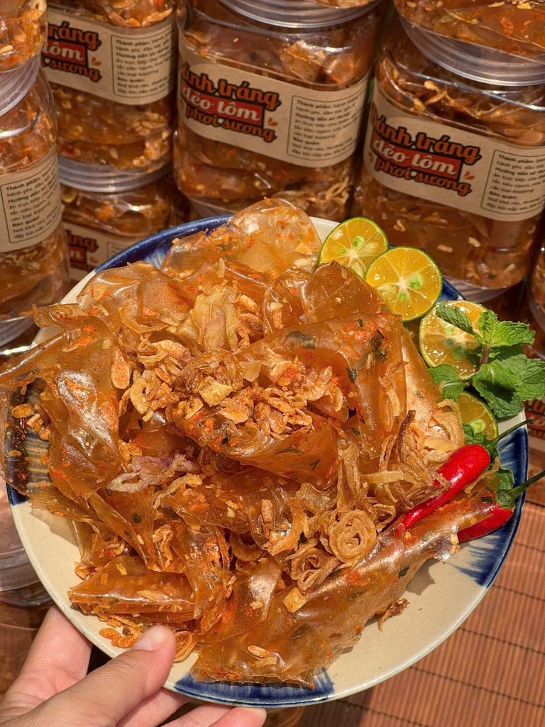 BÁNH TRÁNG DẺO TÔM PHƠI SƯƠNG (Hũ 400G)