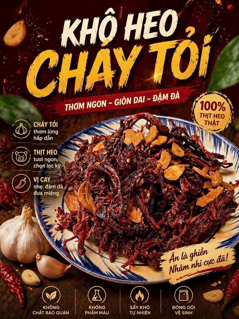 KHÔ HEO CHÁY TỎI (Hũ 500G)