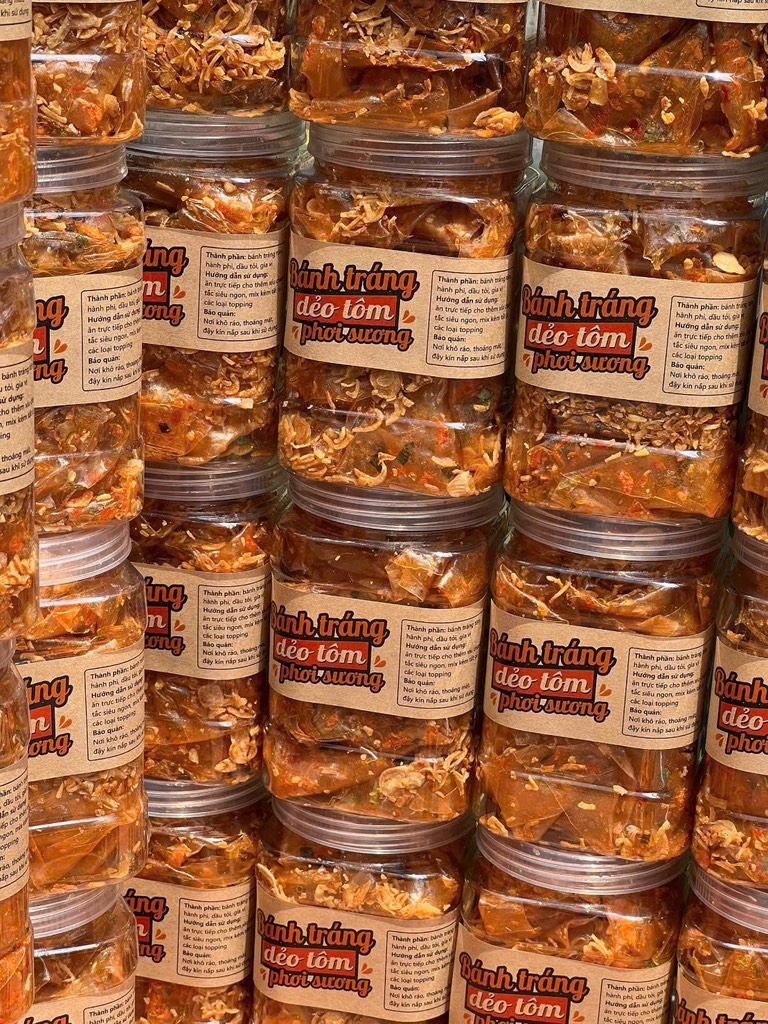 BÁNH TRÁNG DẺO TÔM PHƠI SƯƠNG (Hũ 400G)