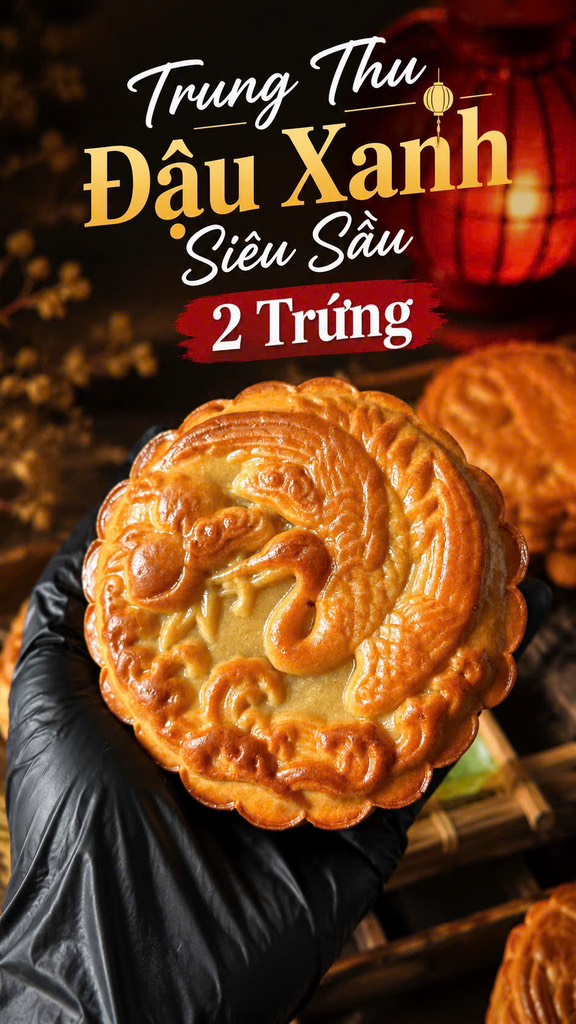 TRUNG THU ĐẬU XANH SIÊU SẦU 2 TRỨNG (cái 200-220gr)