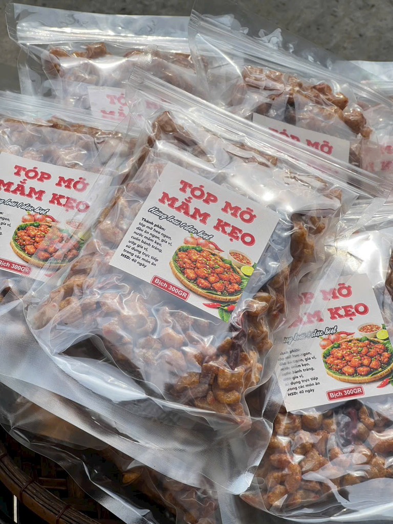 TÓP MỠ DA GIÒN RIM MẮM KẸO (Túi 300G)