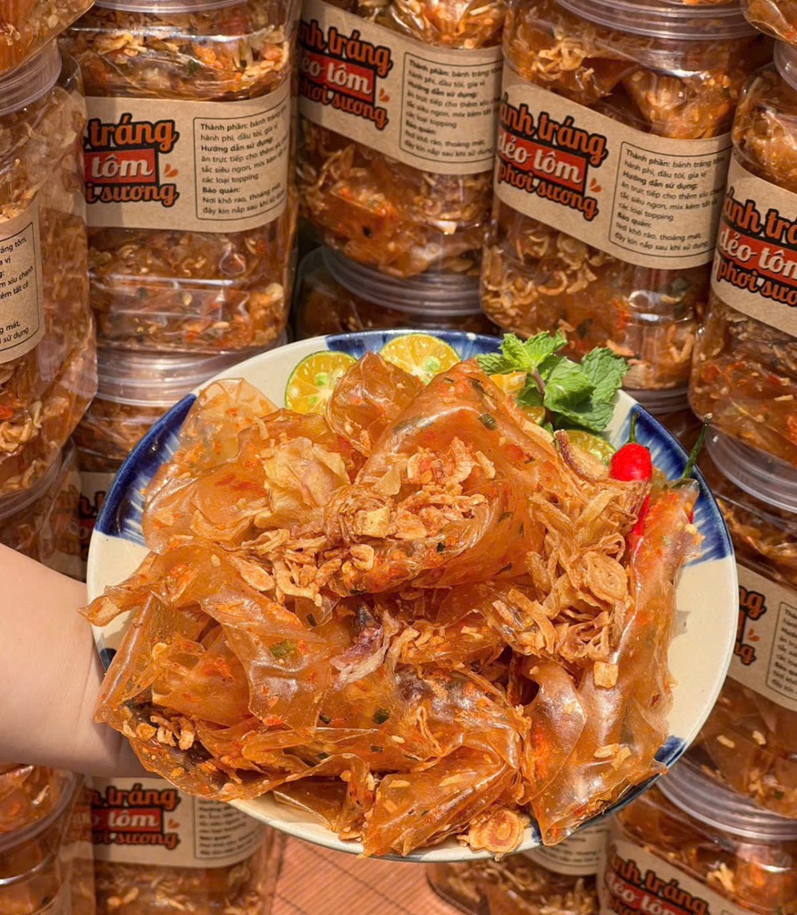 BÁNH TRÁNG DẺO TÔM PHƠI SƯƠNG (Hũ 400G)