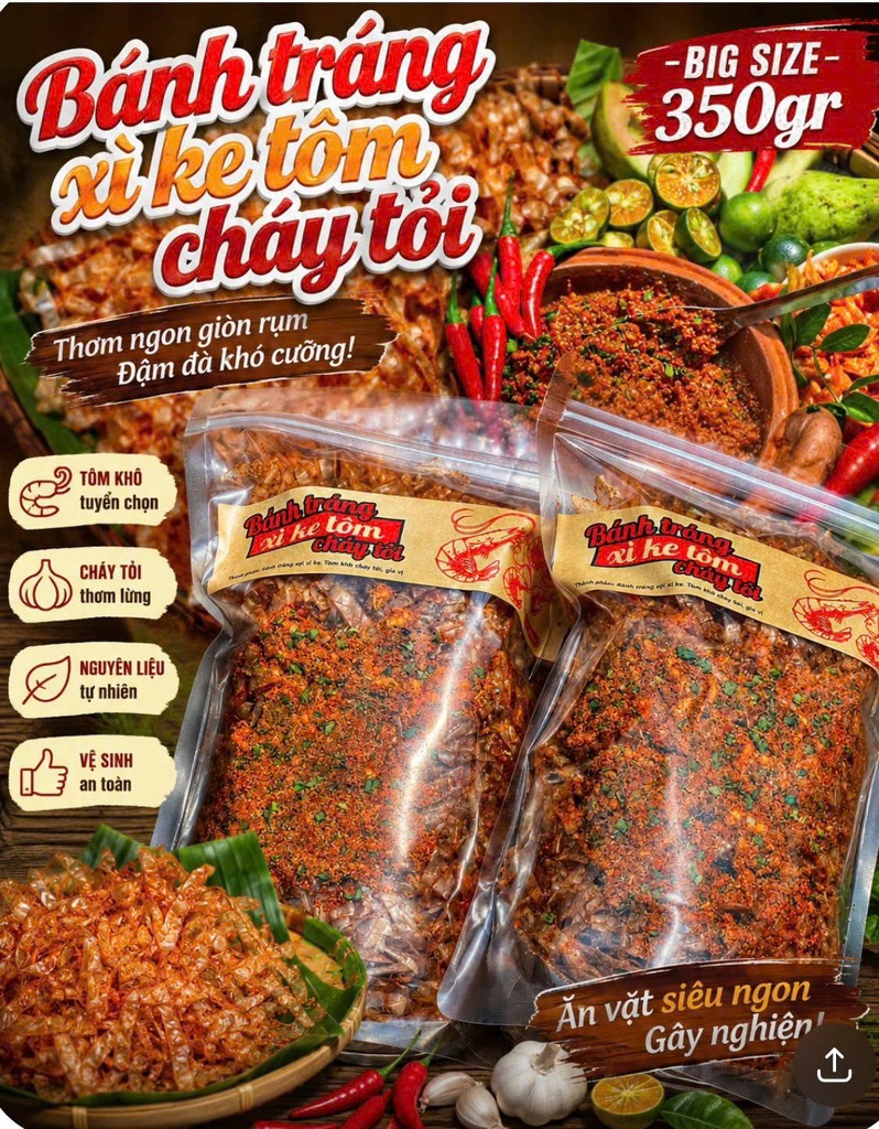 BÁNH TRÁNG XÌ KE TÔM CHÁY TỎI (BigSize 350G)