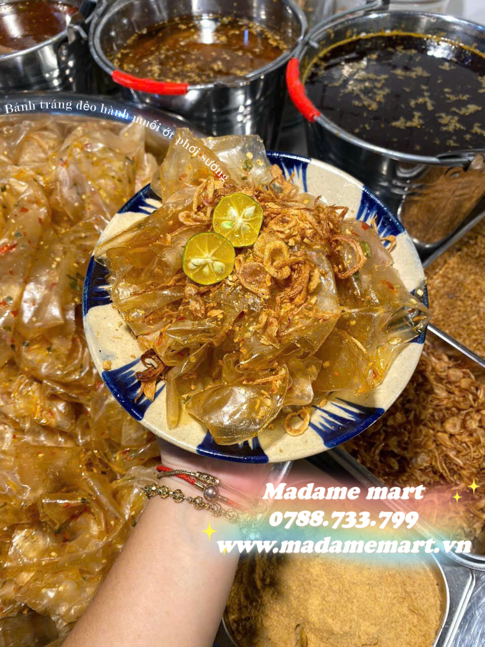 BÁNH TRÁNG DẺO HÀNH MUỐI ỚT PHƠI SƯƠNG (Hủ 400G)