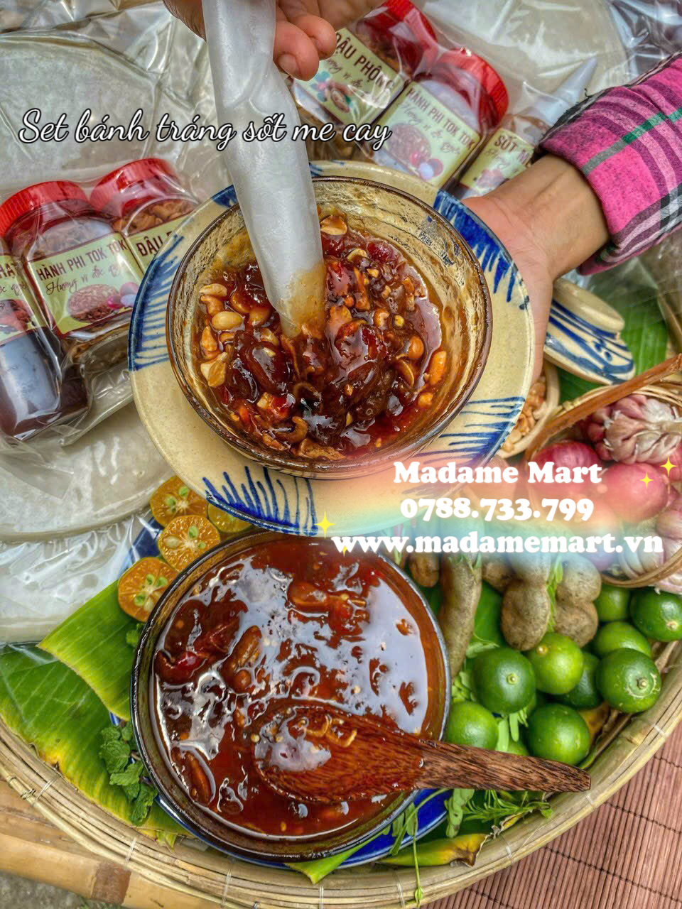 SET BÁNH TRÁNG SỐT ME CAY (Set 500G)
