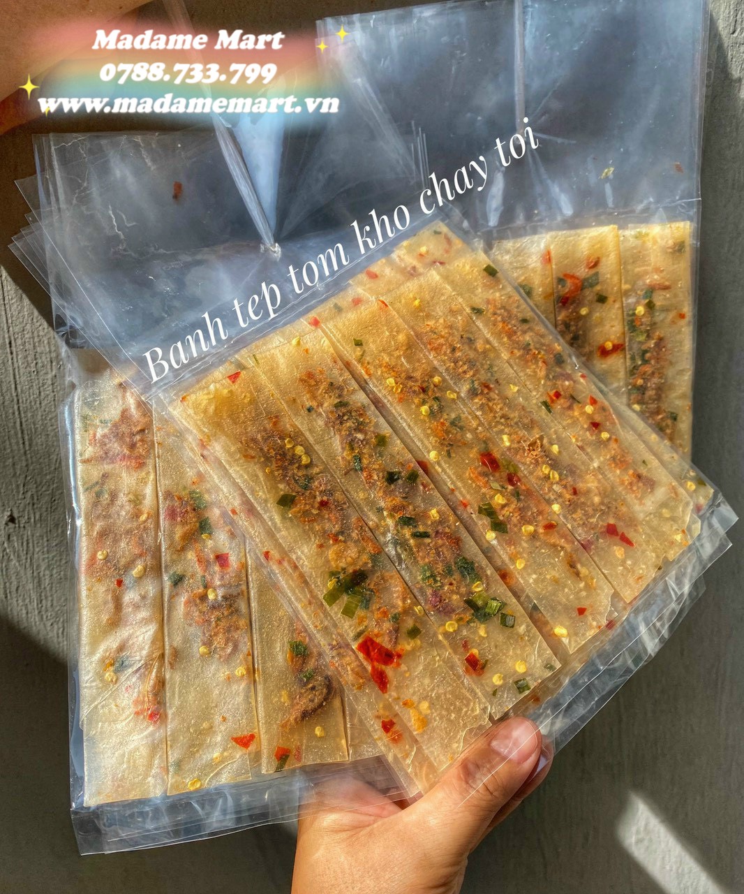 BÁNH TRÁNG TÉP TÔM KHÔ (Xâu 10 gói)